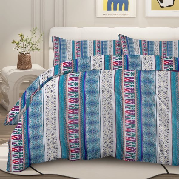 Sleepwish 3 Pieces Bohemian Pattern Bedding Duvet Cover Set Full for Kids Green Bedroom Decor