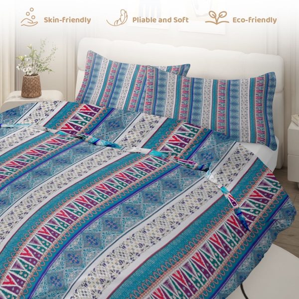 Sleepwish 3 Pieces Bohemian Pattern Bedding Duvet Cover Set Full for Kids Green Bedroom Decor