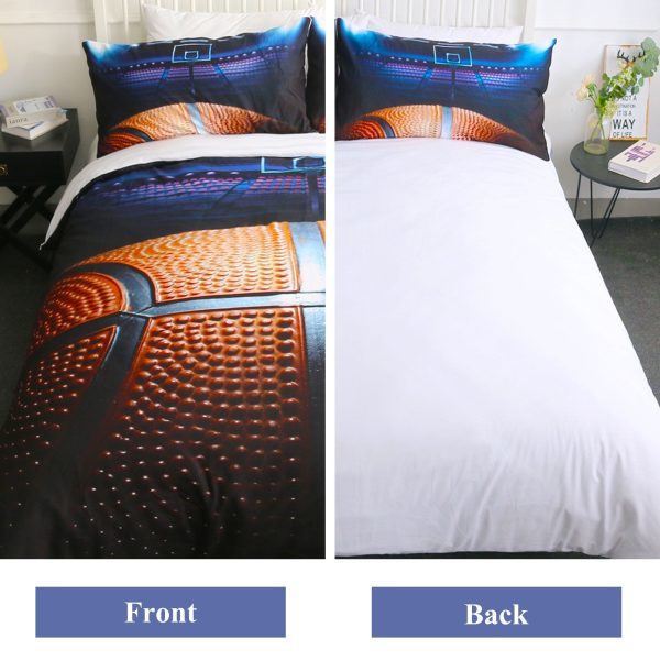 Sleepwish 3 Pieces Soft Duvet Cover Set for Boys with 2 Pillow Cases Basketball Pattern,Twin Size