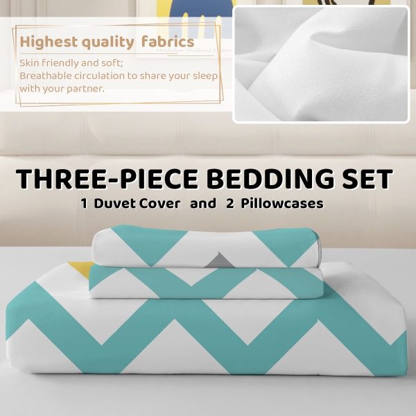Sleepwish 3 Pieces Retro Stripe Duvet Cover Set Full for Kids Soft Classical Black Grey Bedding Set