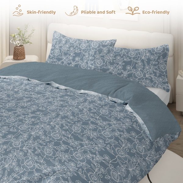 Sleepwish 3 Pieces Colorful Floral Duvet Cover Set Twin for Kids Soft Pink Little Flower Bedding Set