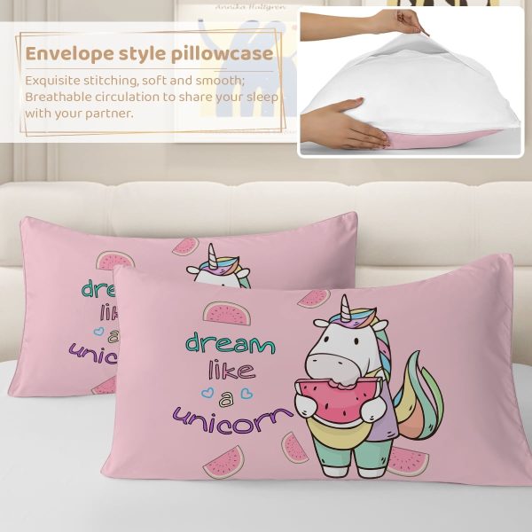 Sleepwish Pink Unicorn Duvet Cover Set Queen for Kids 3Pcs Bedding Set for Girls