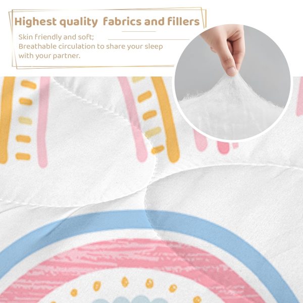 Sleepwish 3 Pieces Rainbow Comforter Set Full for Girls Pink Bedding Set for Kids Down Alternative