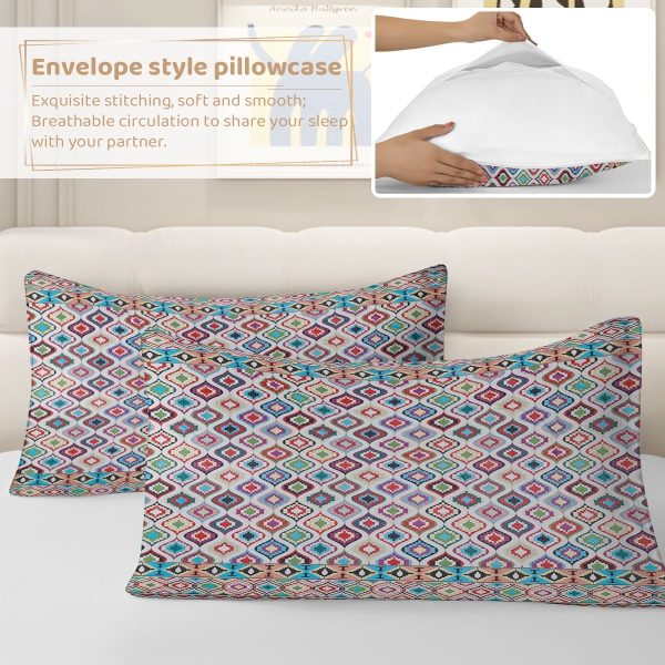 Sleepwish 3 Pieces Bohemian Pattern Bedding Duvet Cover Set Full for Kids Green Bedroom Decor