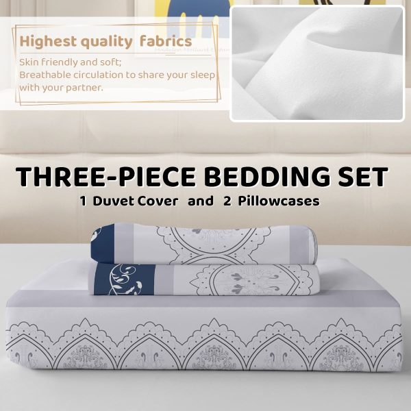 Arightex 3 Pieces Purple Flowers Printed Bedding Duvet Cover Set King for Adults Girls Bedroom Decor
