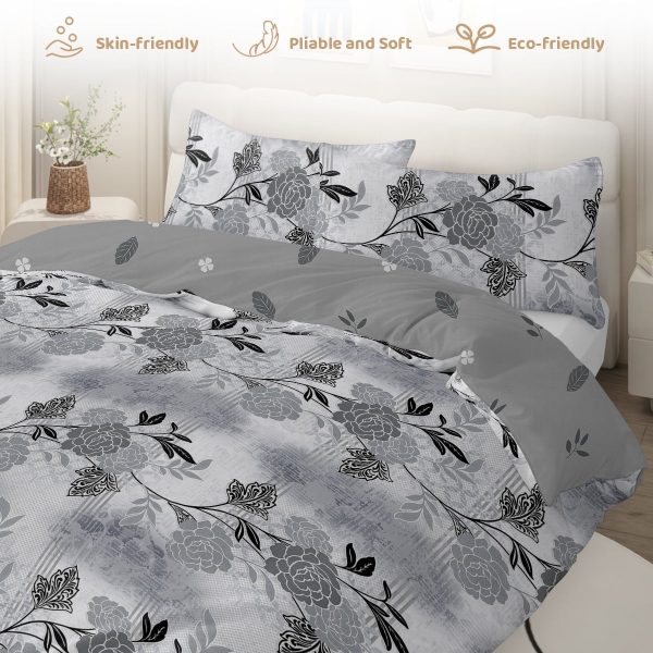 Sleepwish 3 Pieces Colorful Floral Duvet Cover Set Twin for Kids Soft Pink Little Flower Bedding Set