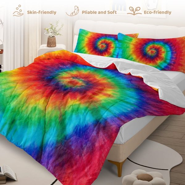 Sleepwish Tie Dye Comforter Set Full Size for Girls, Microfiber Kids Red Blue Watercolor 3 Pieces Bedding Set