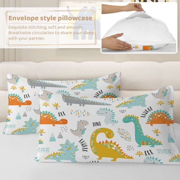 Sleepwish 3 Pieces Dinosaur Printed Bedding Duvet Cover Set Queen for Kids Boys Bedroom Decor