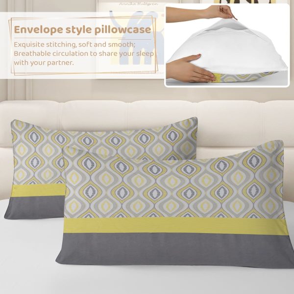 Sleepwish 3 Pieces Geometric Printed Bedding Duvet Cover Set King for Adults Brown Yellow Bedroom Decor