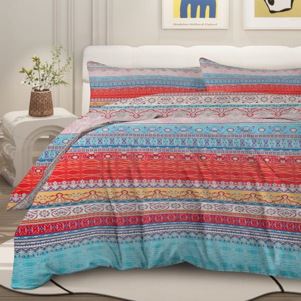 Sleepwish 3 Pieces Bohemian Pattern Bedding Duvet Cover Set Full for Kids Green Bedroom Decor