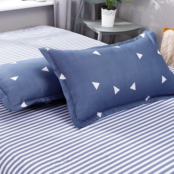 Sleepwish 3 Pieces Blue Geometric Stripes Duvet Cover Set Queen for Teens Soft Bedding Set