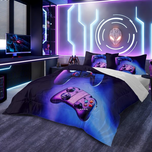 Sleepwish Gamer Comforter Sets for Boys Queen Size, Gamer Gamepad Bedding Sets for Boys