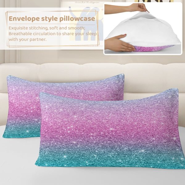 Sleepwish 3pcs Purple and Turquoise Duvet Cover Set Twin for Girls Teal Mermaid Bedding Set