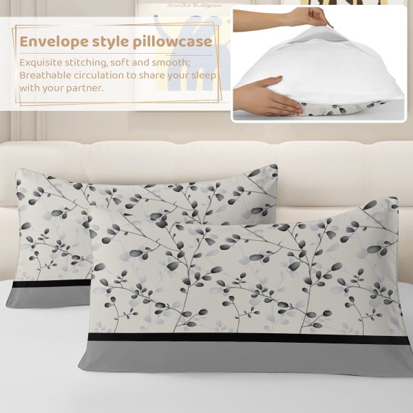 Sleepwish 3 Pieces Retro Polygon Plaid Duvet Cover Set King for Adults Soft Black Gray Clover Bedding Set