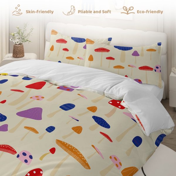 Sleepwish Pink Mushroom Comforter Set Twin 3Pcs for Kids Girls Microfiber Bedding Set