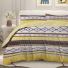 Sleepwish 3 Pieces Geometric Printed Bedding Duvet Cover Set Queen for Kids Brown Yellow Bedroom Decor - Image 3