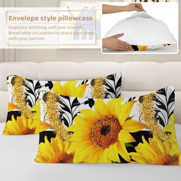 Sleepwish 3 Pieces Broad Leaves Printed Duvet Cover Set King for Adults Soft Bedding Set Green