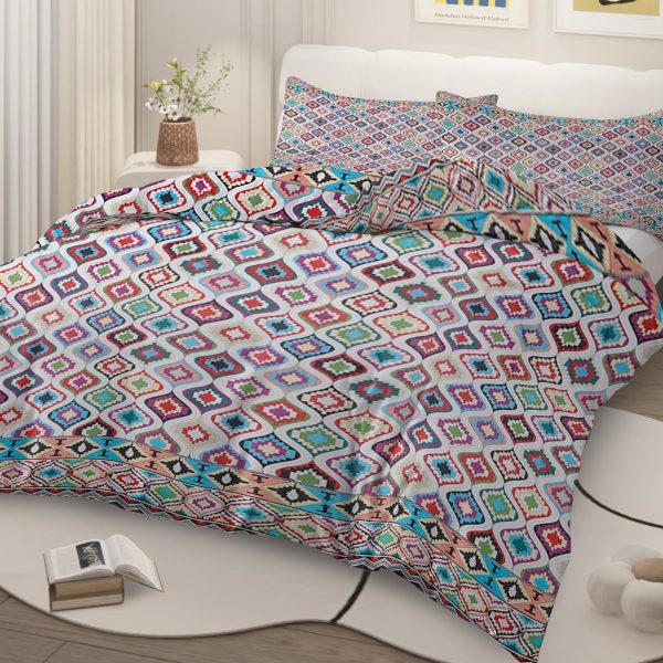 Sleepwish 3 Pieces Bohemian Pattern Bedding Duvet Cover Set Full for Kids Green Bedroom Decor