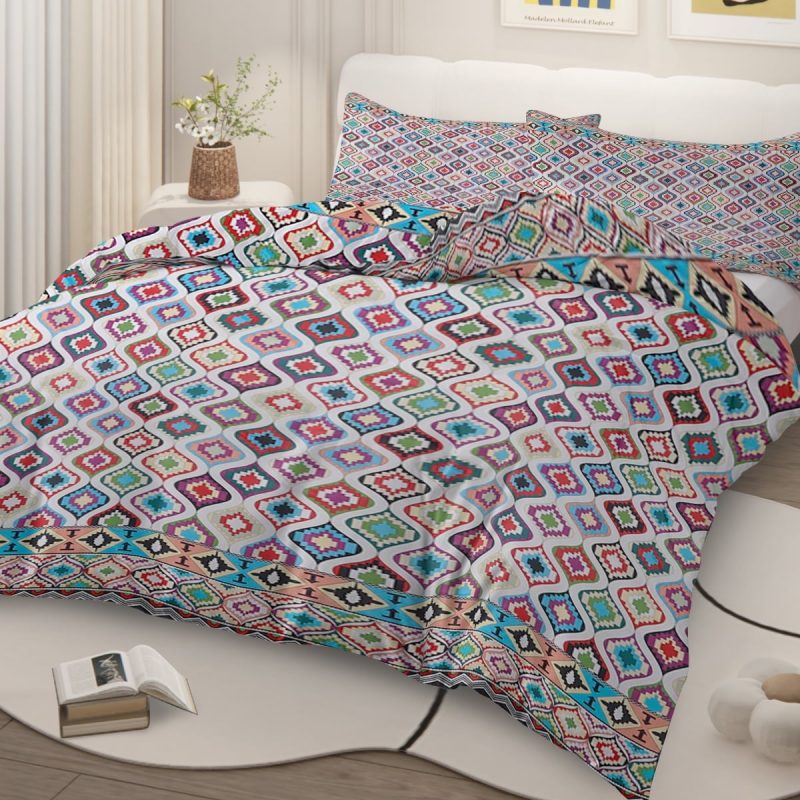 Sleepwish 3 Pieces Bohemian Pattern Bedding Duvet Cover Set Full for Kids Green Bedroom Decor - Image 31