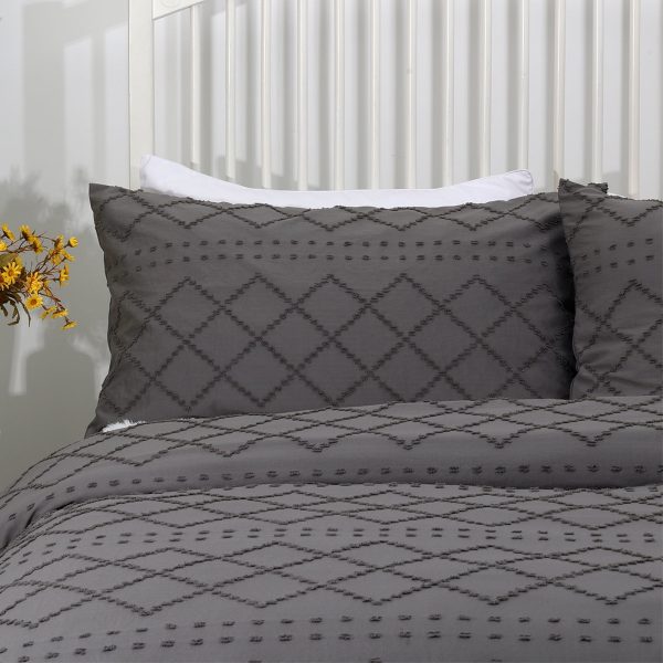 Sleepwish 3 Pieces Tufted Duvet Cover Set King Microfiber Soft White Comforter Cover Set