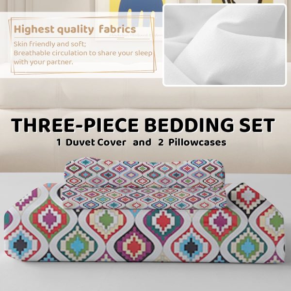 Sleepwish 3 Pieces Bohemian Pattern Bedding Duvet Cover Set Twin for Kids Green Bedroom Decor