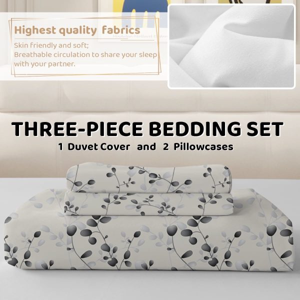 Sleepwish 3 Pieces Retro Polygon Plaid Duvet Cover Set King for Adults Soft Black Gray Clover Bedding Set