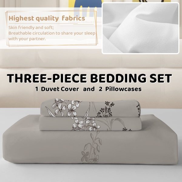 Sleepwish 3 Pieces Colorful Floral Duvet Cover Set Twin for Kids Soft Pink Little Flower Bedding Set