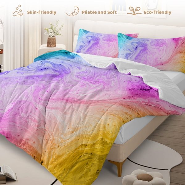 Sleepwish Girls 3-Piece Tie Dye Bedding Comforter Set Twin Size for Adults Abstract Printed Bedding Set