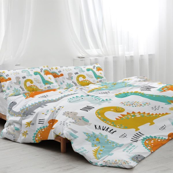 Sleepwish 3 Pieces Dinosaur Printed Bedding Duvet Cover Set Queen for Kids Boys Bedroom Decor