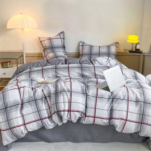 Sleepwish 3 Pieces Blue Geometric Stripes Duvet Cover Set Queen for Teens Soft Bedding Set