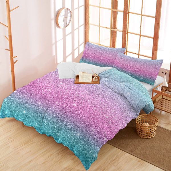 Sleepwish 3pcs Purple and Turquoise Duvet Cover Set Twin for Girls Teal Mermaid Bedding Set