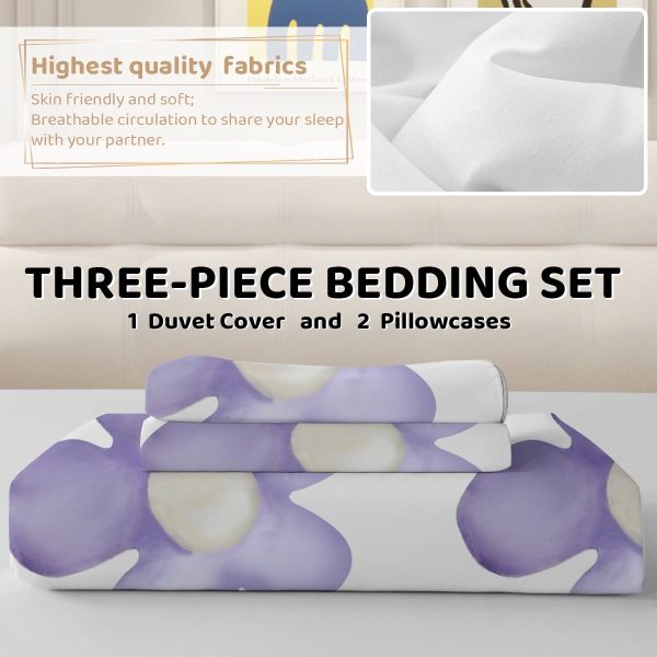 Arightex 3 Pieces Purple Flowers Printed Bedding Duvet Cover Set King for Adults Girls Bedroom Decor