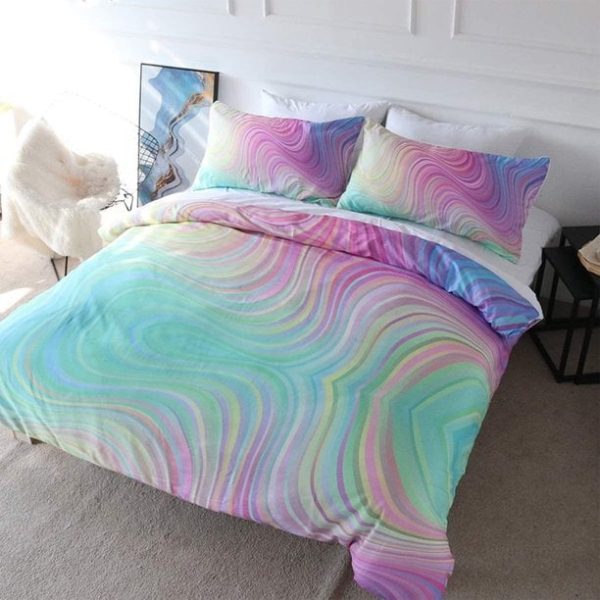 Sleepwish Rainbow Marble Ultra Soft Twin Duvet Cover Set for Comforter 3Pcs for Kids Teens