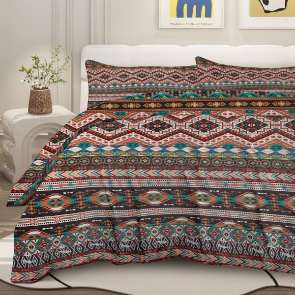 Sleepwish 3 Pieces Bohemian Pattern Bedding Duvet Cover Set Full for Kids Green Bedroom Decor