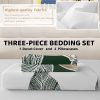 Sleepwish 3 Pieces Broad Leaves Printed Duvet Cover Set King for Adults Soft Bedding Set Green - Image 6