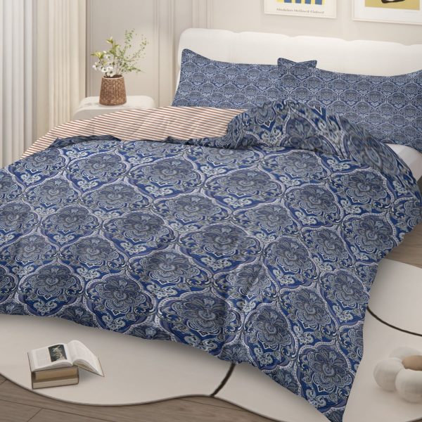 Sleepwish 3 Pieces Blue Meteor Shower Printed Bedding Duvet Cover Set Queen for Kids Girls Bedroom Decor