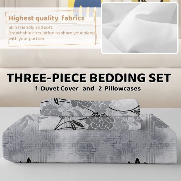 Sleepwish 3 Pieces Colorful Floral Duvet Cover Set Twin for Kids Soft Pink Little Flower Bedding Set