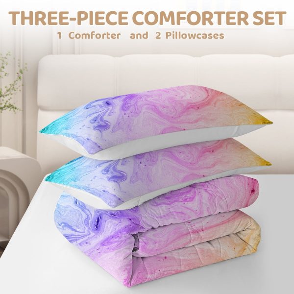 Sleepwish Girls 3-Piece Tie Dye Bedding Comforter Set Twin Size for Adults Abstract Printed Bedding Set