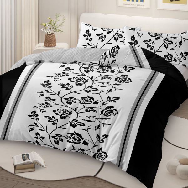 Sleepwish 3 Pieces Retro Polygon Plaid Duvet Cover Set King for Adults Soft Black Gray Clover Bedding Set