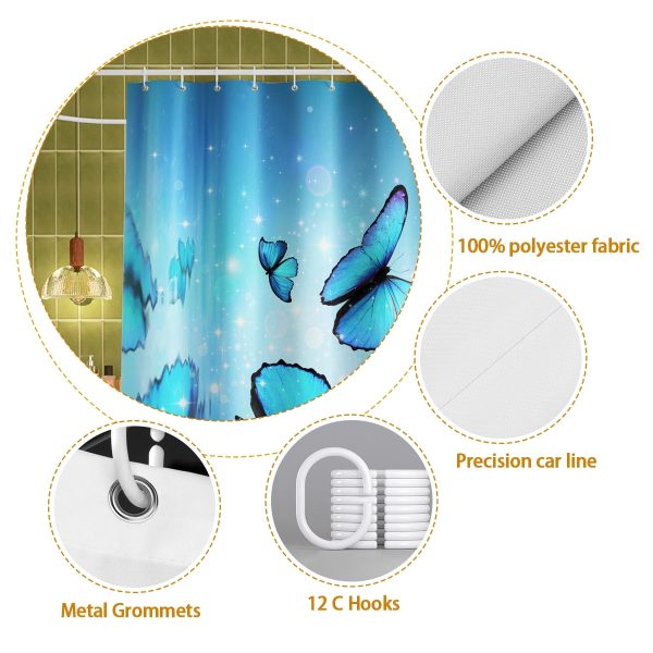 Sleepwish Marine Life Waterproof Shower Curtain for Bathroom with 12 Hooks, 72x72"