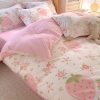 Sleepwish 3 Pieces Pink Strawberry Duvet Cover Set King for Girls Soft Floral Bedding Set - Image 4
