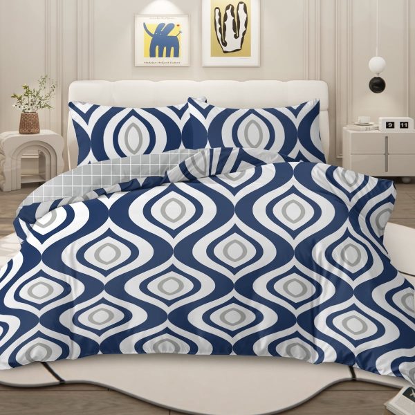 Sleepwish 3 Pieces Retro Stripe Duvet Cover Set Full for Kids Soft Classical Black Grey Bedding Set