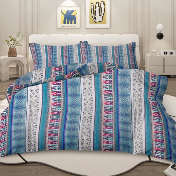 Sleepwish 3 Pieces Bohemian Pattern Bedding Duvet Cover Set Full for Kids Green Bedroom Decor