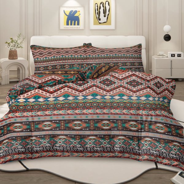 Sleepwish 3 Pieces Bohemian Pattern Bedding Duvet Cover Set Twin for Kids Green Bedroom Decor