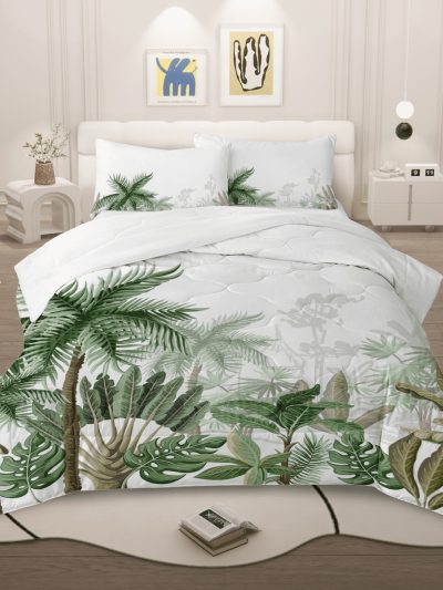 Sleepwish 3 Pieces Coconut Tree Comforter Set Full for Kids Banana Tree Bedding Set Down Alternative