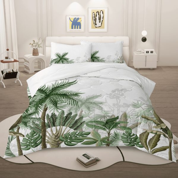 Sleepwish 3 Pieces Coconut Tree Comforter Set Full for Kids Banana Tree Bedding Set Down Alternative