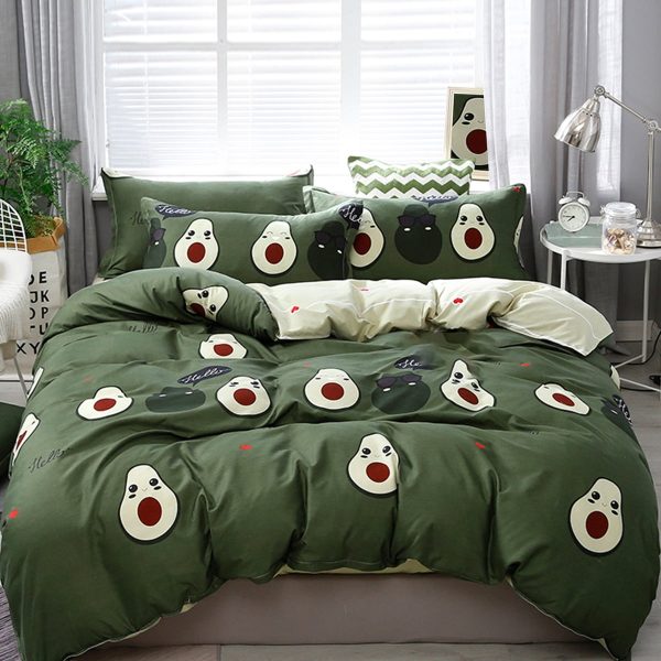 Sleepwish 3 Pieces Cute Avocado Duvet Cover Set Full for Kids Soft Green Bedding Set