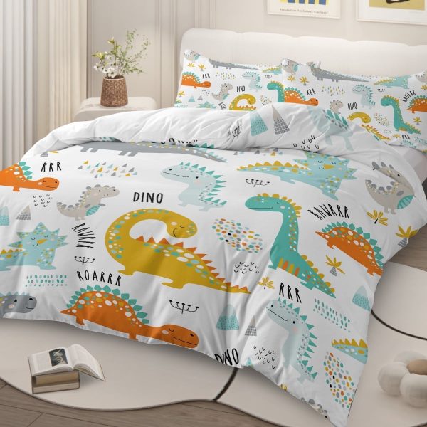 Sleepwish 3 Pieces Dinosaur Printed Bedding Duvet Cover Set King for Adults Kids Bedroom Decor