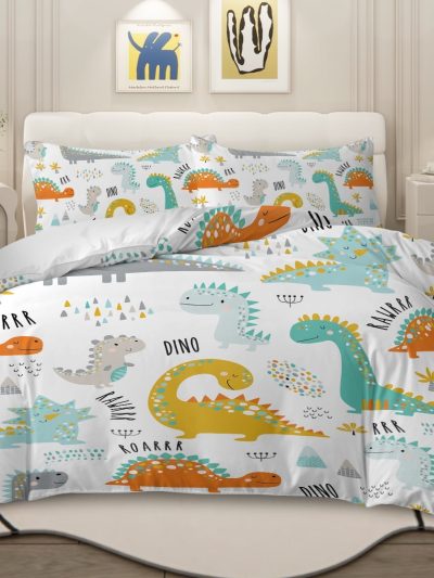 Sleepwish 3 Pieces Dinosaur Printed Bedding Duvet Cover Set Twin for Kids Boys Bedroom Decor