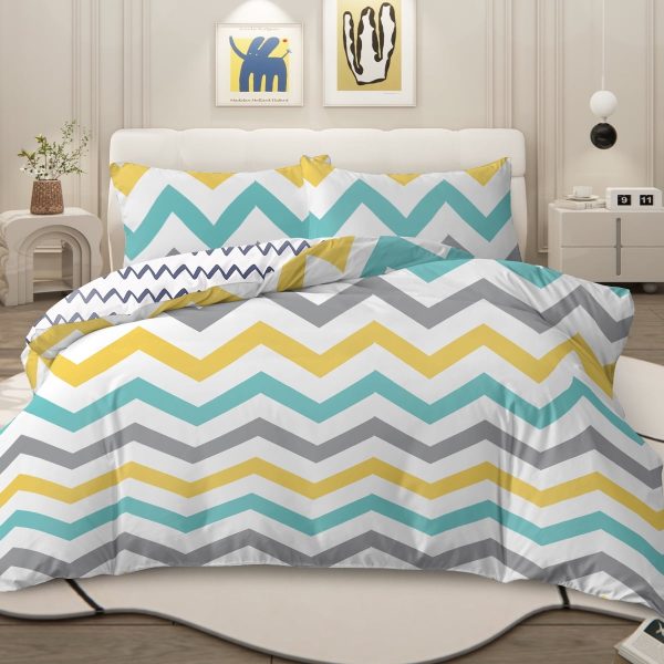 Sleepwish 3 Pieces Retro Stripe Duvet Cover Set Full for Kids Soft Classical Black Grey Bedding Set